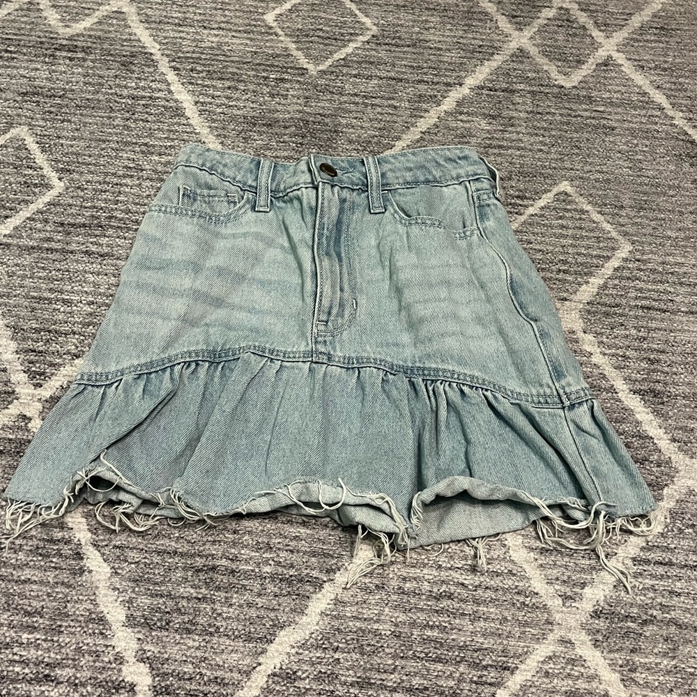 Hollister 00 Light Jean Skirt Ultra High Rise w23